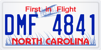 NC license plate DMF4841