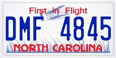 NC license plate DMF4845