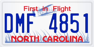 NC license plate DMF4851