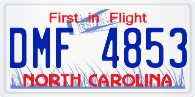 NC license plate DMF4853