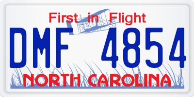 NC license plate DMF4854