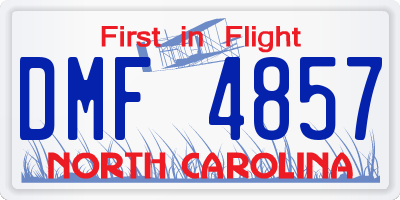 NC license plate DMF4857