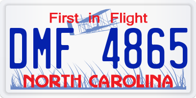 NC license plate DMF4865
