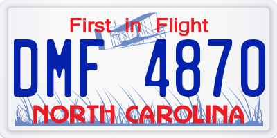 NC license plate DMF4870