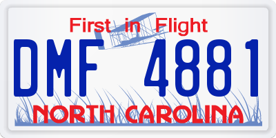 NC license plate DMF4881