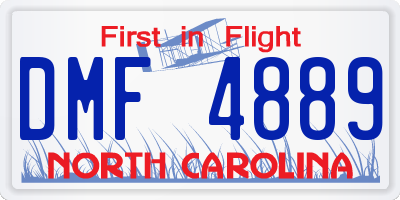 NC license plate DMF4889