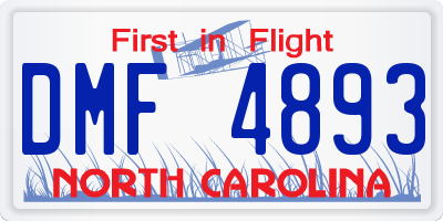 NC license plate DMF4893