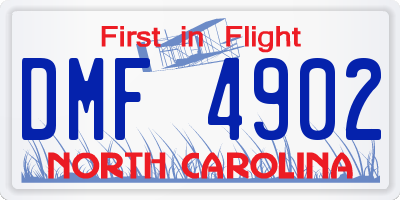 NC license plate DMF4902