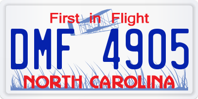NC license plate DMF4905