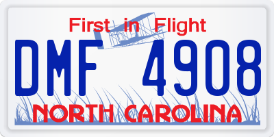 NC license plate DMF4908