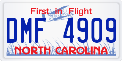 NC license plate DMF4909