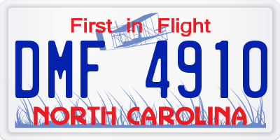 NC license plate DMF4910