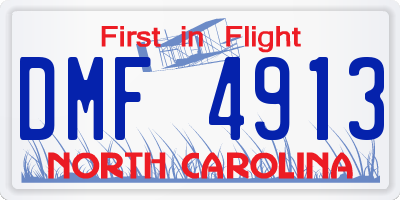 NC license plate DMF4913