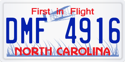 NC license plate DMF4916