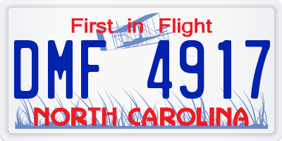 NC license plate DMF4917