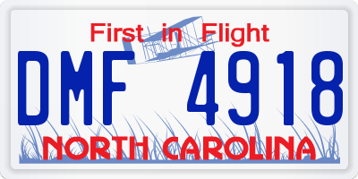 NC license plate DMF4918