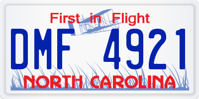 NC license plate DMF4921