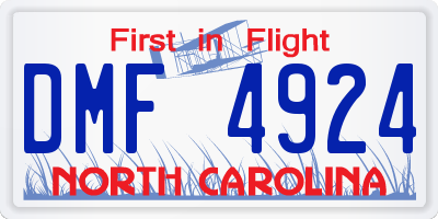 NC license plate DMF4924