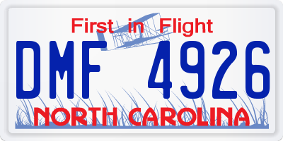 NC license plate DMF4926