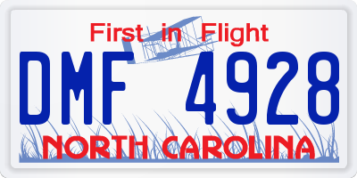 NC license plate DMF4928