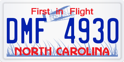 NC license plate DMF4930
