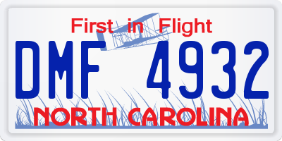 NC license plate DMF4932