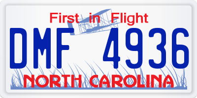 NC license plate DMF4936