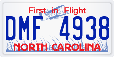NC license plate DMF4938