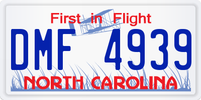 NC license plate DMF4939