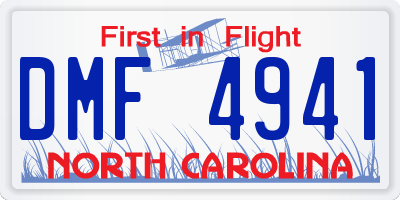 NC license plate DMF4941