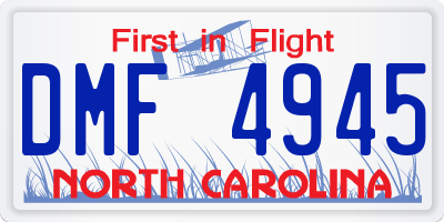 NC license plate DMF4945