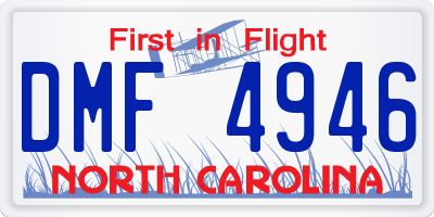 NC license plate DMF4946