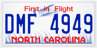 NC license plate DMF4949