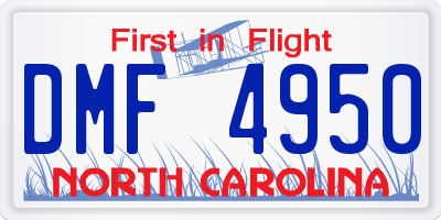 NC license plate DMF4950