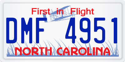 NC license plate DMF4951
