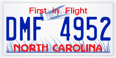 NC license plate DMF4952