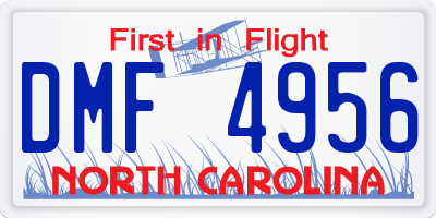 NC license plate DMF4956