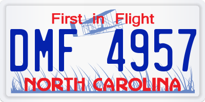 NC license plate DMF4957