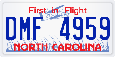 NC license plate DMF4959