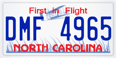 NC license plate DMF4965