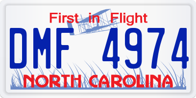 NC license plate DMF4974