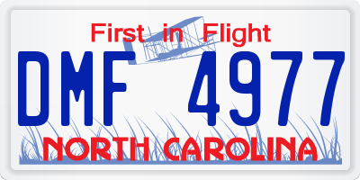 NC license plate DMF4977