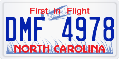 NC license plate DMF4978