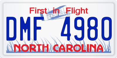 NC license plate DMF4980