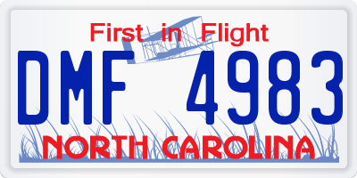 NC license plate DMF4983
