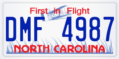 NC license plate DMF4987