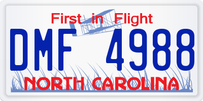 NC license plate DMF4988