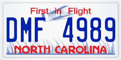 NC license plate DMF4989