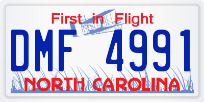 NC license plate DMF4991
