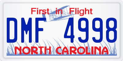 NC license plate DMF4998